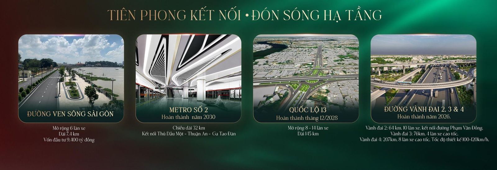 Hạ tầng tương lai kết nối The Emerald River Park - Đường ven sông Sài Gòn, Metro số 2, Quốc lộ 13, Vành đai 2 3 4
