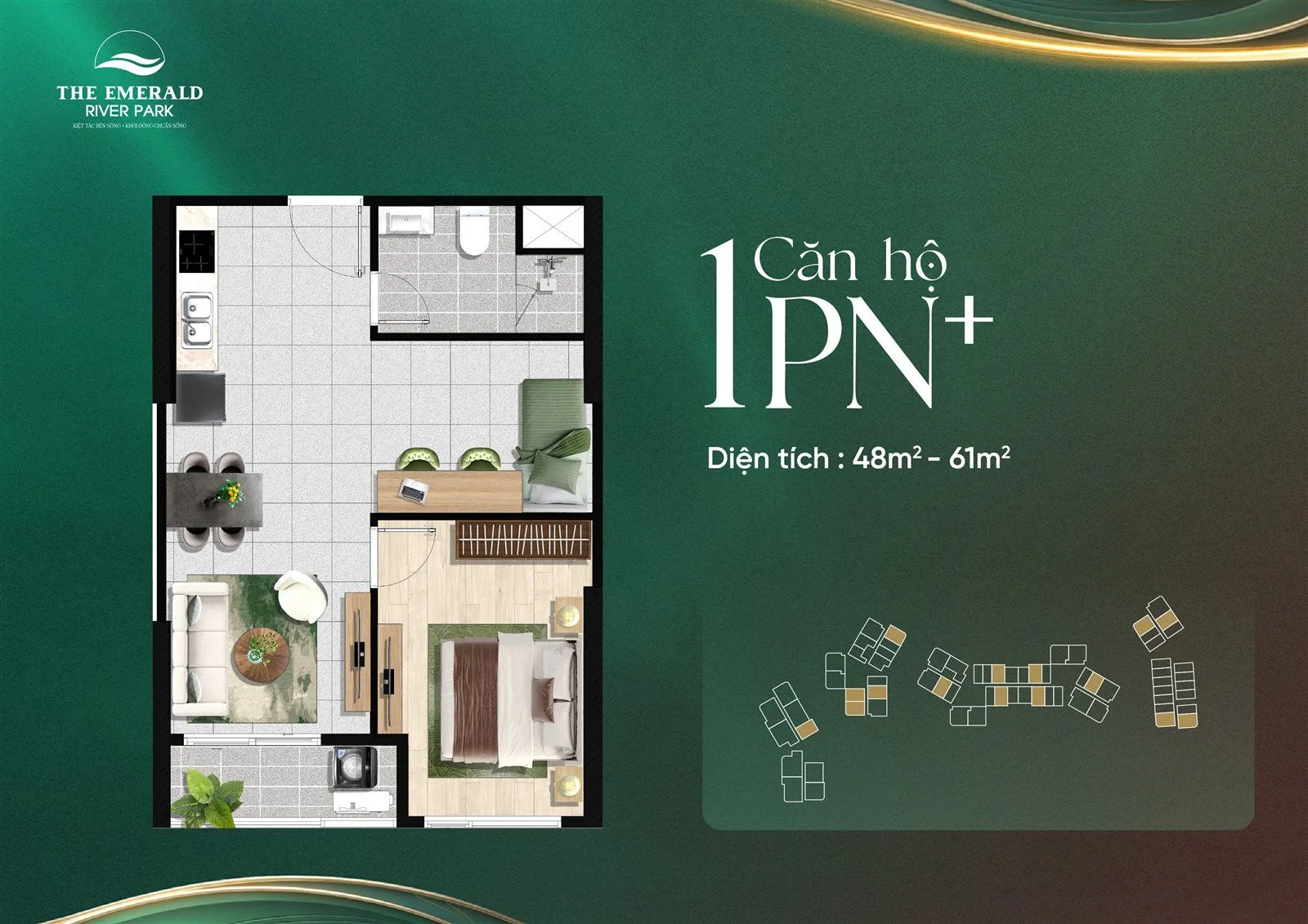 Căn hộ 1 phòng ngủ+